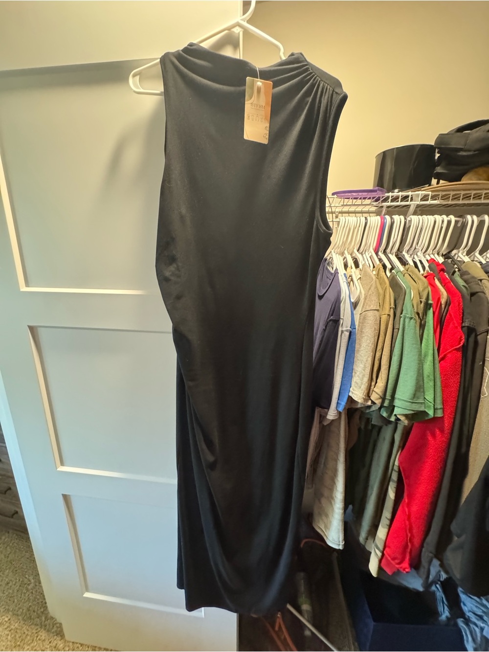 Black Sleeveless Draped Maxi Dress - Unknown Brand